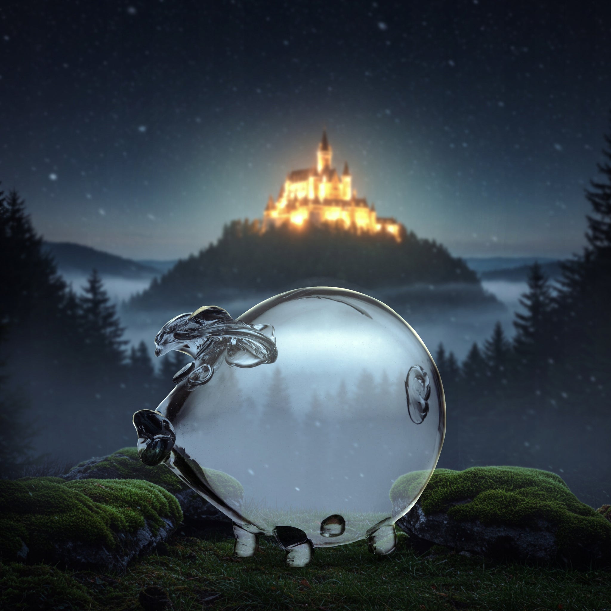 Didžiausia stiklinė kiaulytė taupyklė, rankų darbo dovana vaikams MEGA