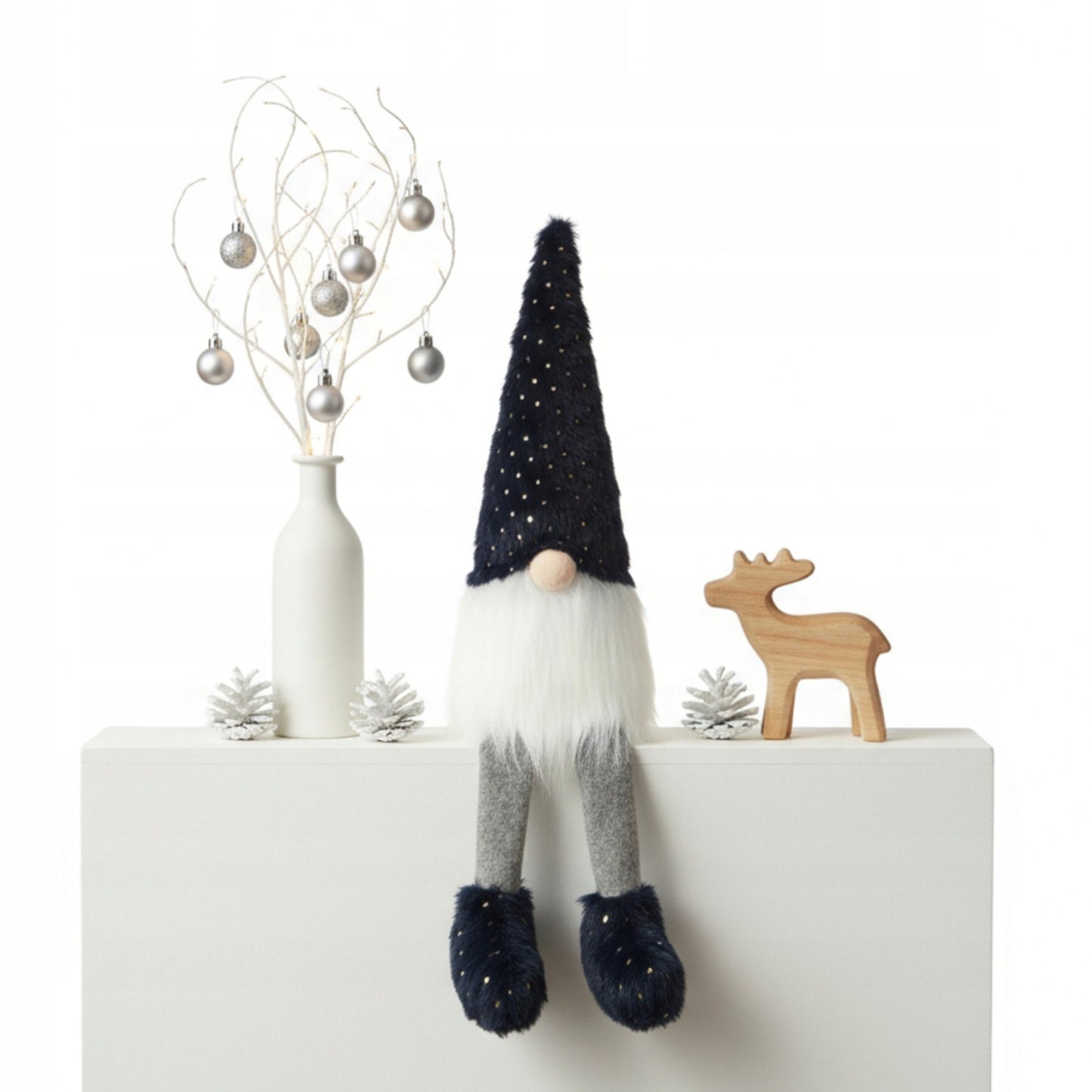 Kalėdinis nykštukas Gnomas, Kalėdinė puošmena, Dovana 50 cm Tamsiai mėlynas