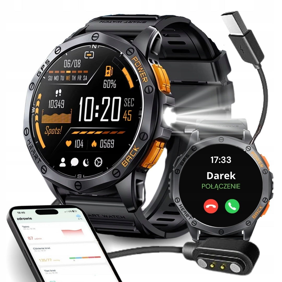 SMARTWATCH VYRIŠKAS GPS LENKŲ MENIU VANDENIU atsparus SPORTAS POKALBIAI SMART WATCH PL