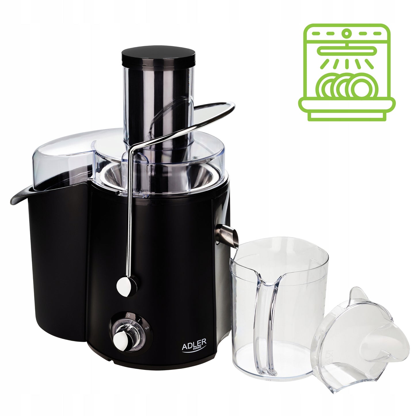 Didelio sūkių sulčiaspaudė, 2000W, vaisiams ir daržovėms, su didele anga