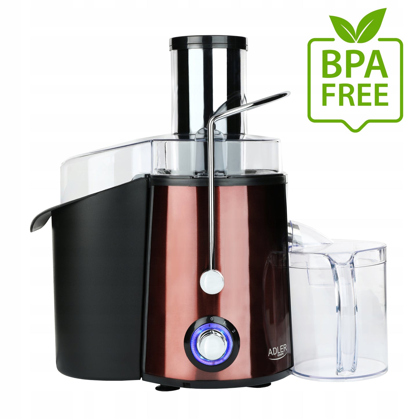 Didelio sūkių sulčiaspaudė, 2000W, vaisiams ir daržovėms, su didele anga