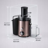 Didelio sūkių sulčiaspaudė, 2000W, vaisiams ir daržovėms, su didele anga