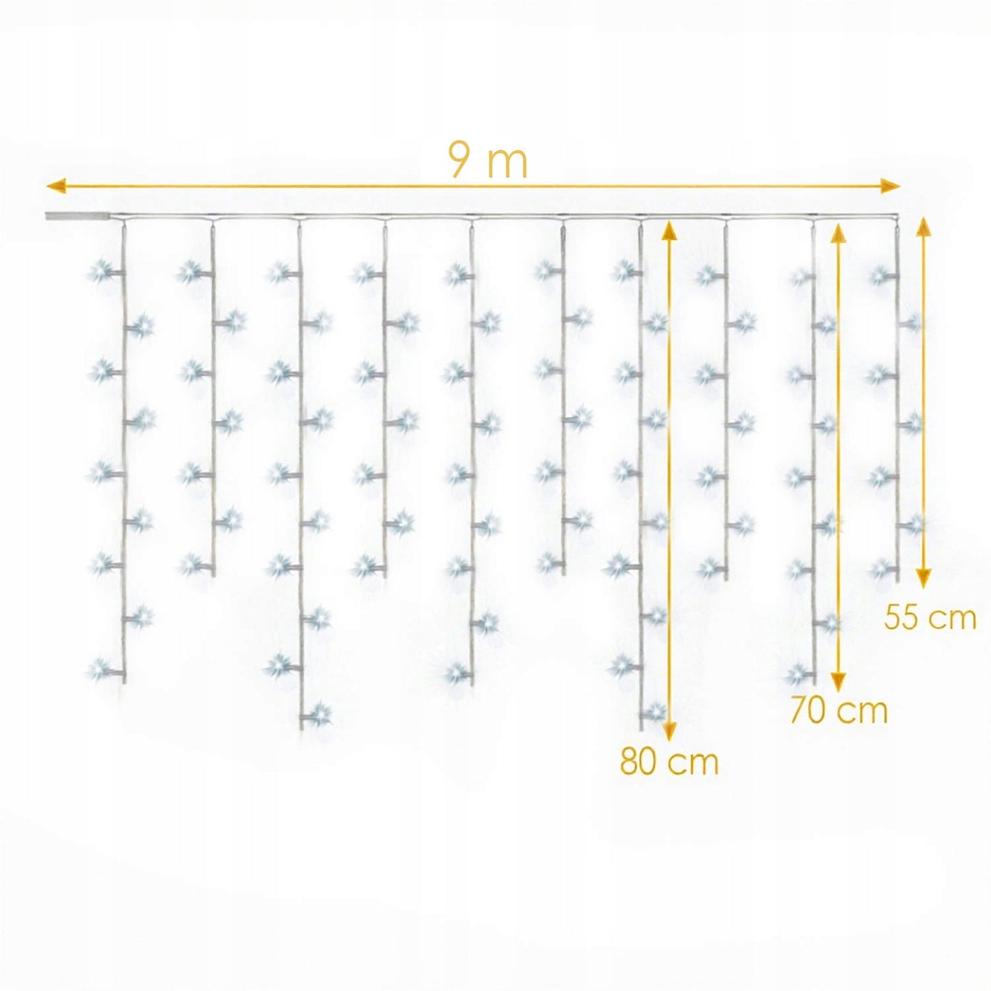 VARVEKLIAI 300 LED prailginami 10m FLASH lauko ŠALTAI BALTA
