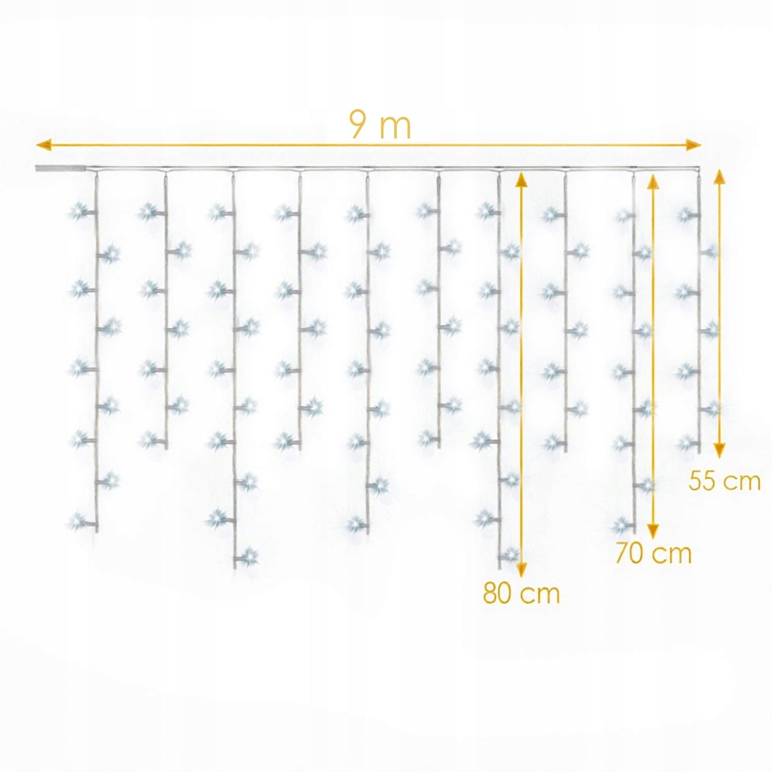 VARVEKLIAI 300 LED prailginami 10m FLASH lauko ŠALTAI BALTA
