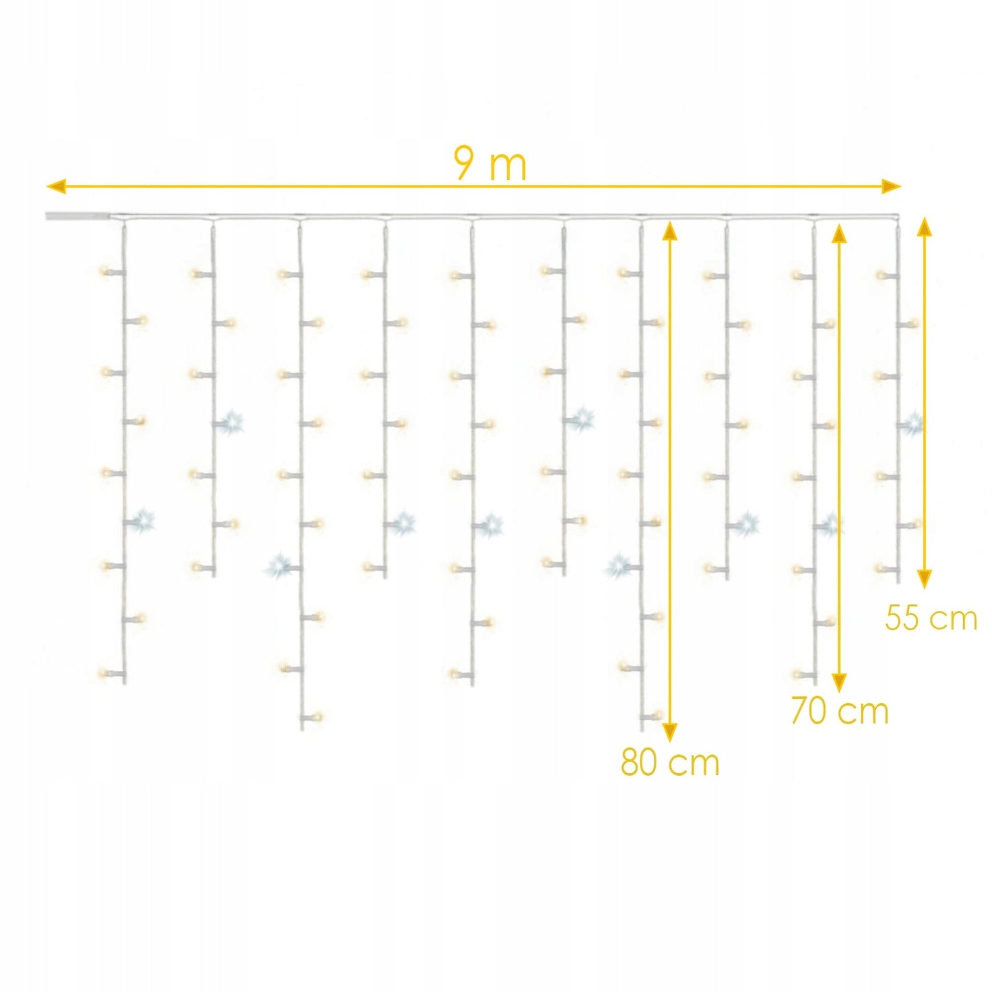 Varvekliai 300 LED girlianda lauko, su blyksėjimo funkcija, 10M, papildomas lizdas