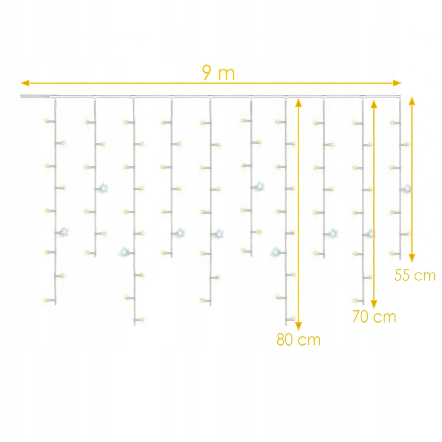 Varvekliai 300 LED girlianda lauko, su blyksėjimo funkcija, 10M, papildomas lizdas