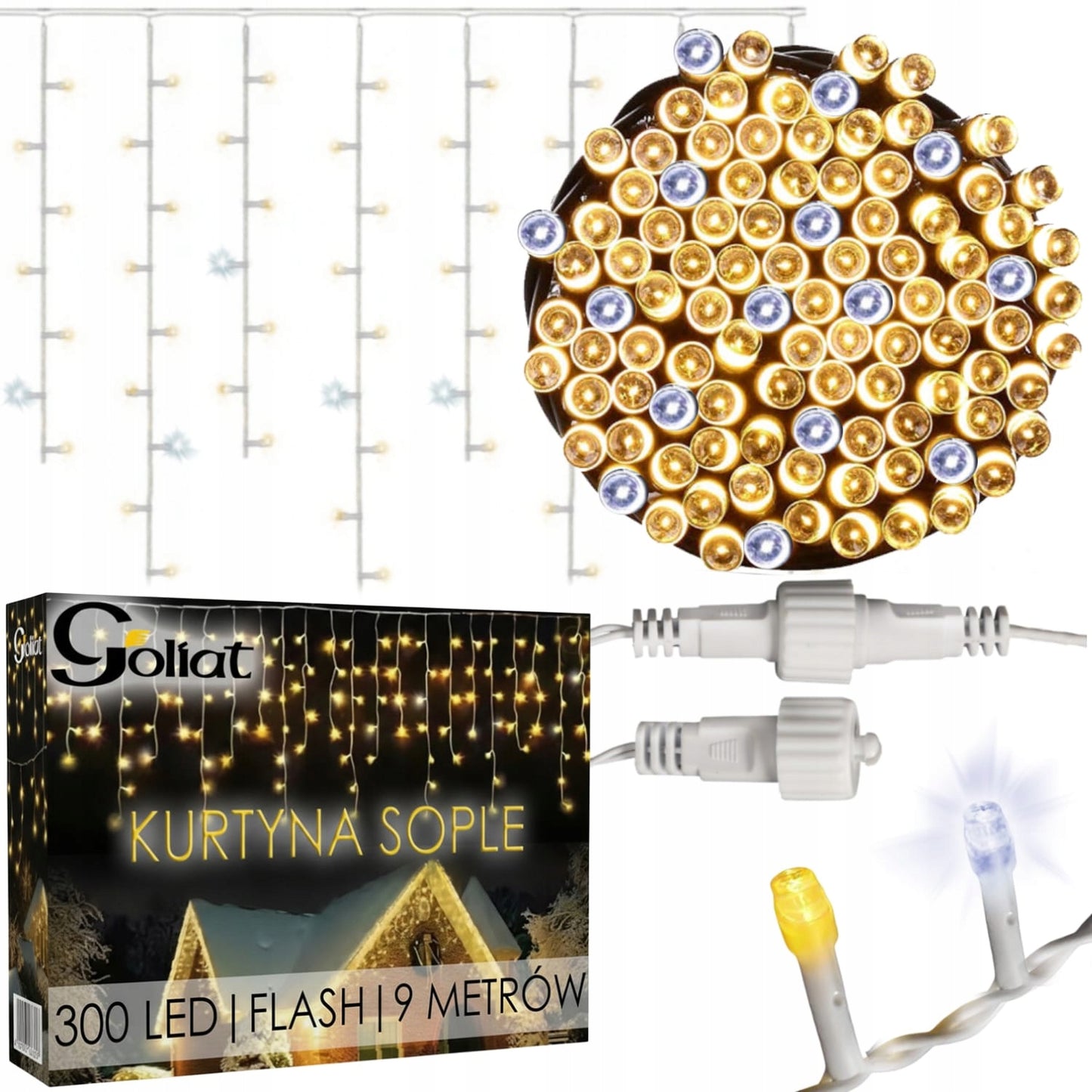 Varvekliai 300 LED girlianda lauko, su blyksėjimo funkcija, 10M, papildomas lizdas