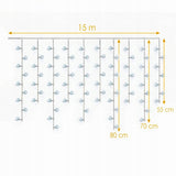VARVEKLIAI 500 LED UŽuolaidinės lemputės LAUKO IP44 ŠALTAI BALTOS MIRKSINČIOS 15 M Goliat