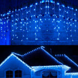 Varvekliai 500 LED Užuolaida Lemputės Lauko Mėlynos + FLASH Šaltai balta 15 m