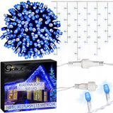 Varvekliai 500 LED Užuolaida Lemputės Lauko Mėlynos + FLASH Šaltai balta 15 m