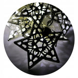 Sidabrinės metalinės kalėdinės lemputės žvaigždutės 20 LED 2,85 m su baterijomis