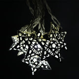 Sidabrinės metalinės kalėdinės lemputės žvaigždutės 20 LED 2,85 m su baterijomis