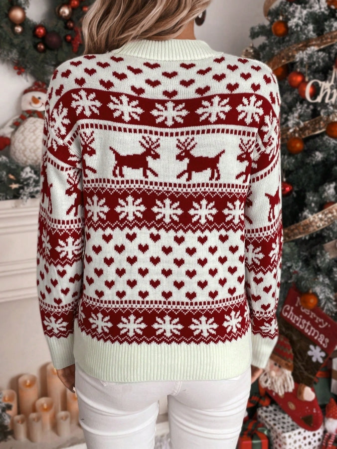 MOTERIŠKAS KALĖDINIS MEGZTINIS SU SNIEGUOLĖMIS KALĖDINIAI RAŠTAI ŽIEMINIS ŠILTAS 42 XL