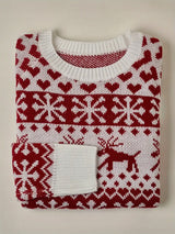 MOTERIŠKAS KALĖDINIS MEGZTINIS SU SNIEGUOLĖMIS KALĖDINIAI RAŠTAI ŽIEMINIS ŠILTAS 42 XL