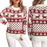 MOTERIŠKAS KALĖDINIS MEGZTINIS SU SNIEGUOLĖMIS KALĖDINIAI RAŠTAI ŽIEMINIS ŠILTAS 42 XL