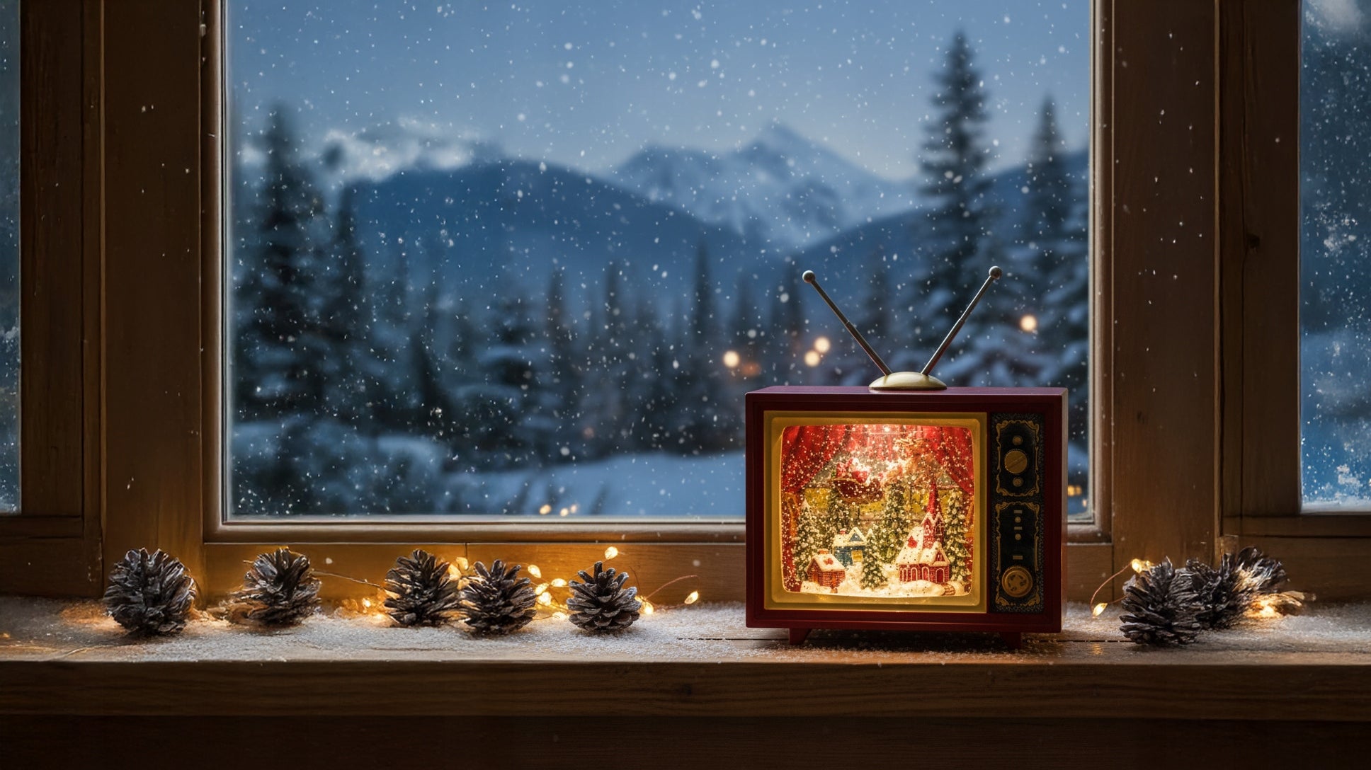 KALĖDINIS ŽIBINTUVĖLIS MUZIKINĖ DĖŽUTĖ TELEVIZORIUS TV KALĖDŲ SENELIS ELNIAS BATERIJOMIS USB