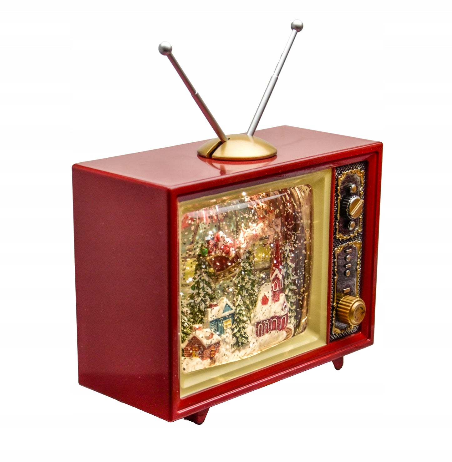 KALĖDINIS ŽIBINTUVĖLIS MUZIKINĖ DĖŽUTĖ TELEVIZORIUS TV KALĖDŲ SENELIS ELNIAS BATERIJOMIS USB