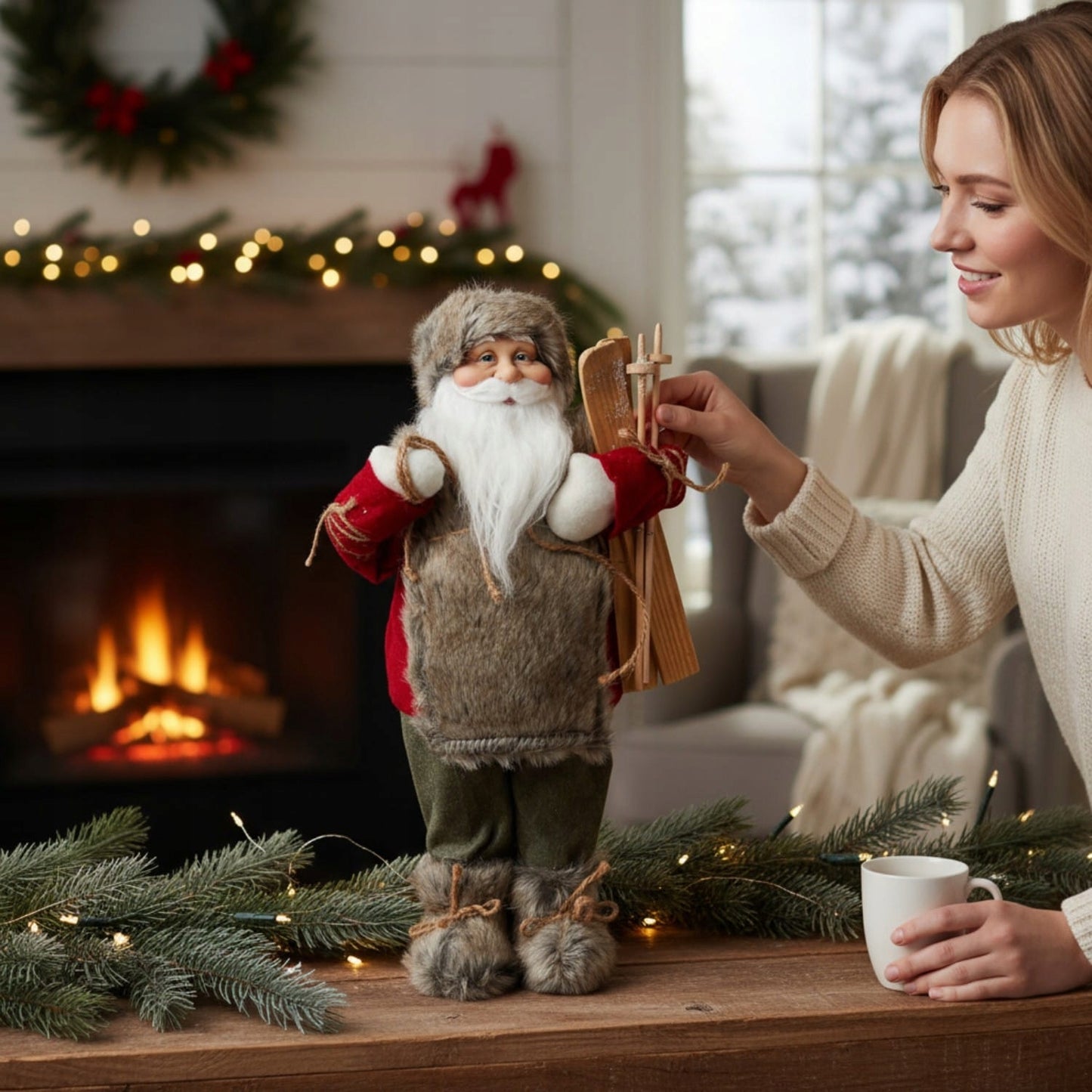 ŠVENTASIS KALĖDA kalėdinėfigurėlė skandinaviška DEKORACIJA puošmena 46cm ŠVENTĖS