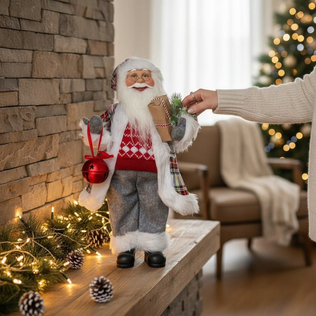 Kalėdų Senelio Statulėlė 48cm, Skandinaviška Šventinė Dekoracija