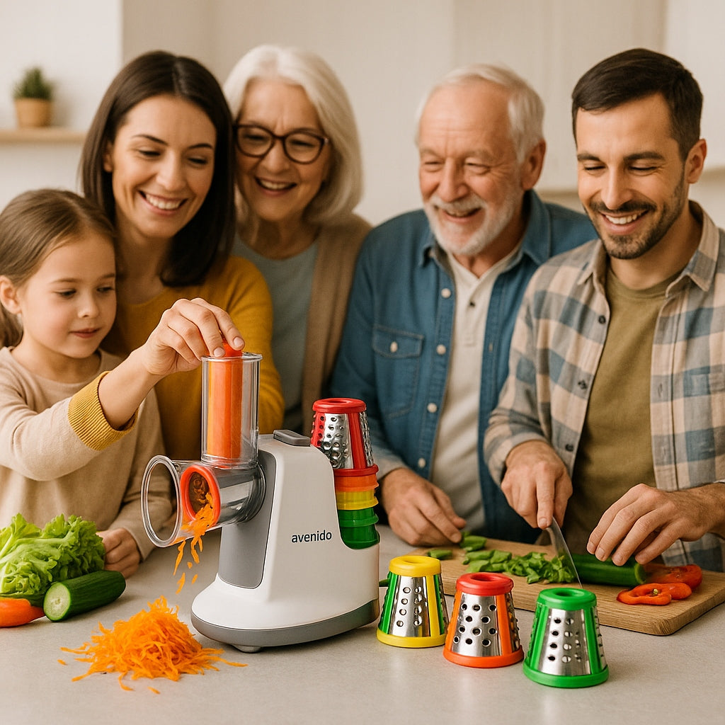 ELEKTRINIS DARŽOVIŲ, KOPŪSTŲ, SŪRIO SMULKINTUVAS/TARKYKLĖ SU 5 TARKAIS, 150W