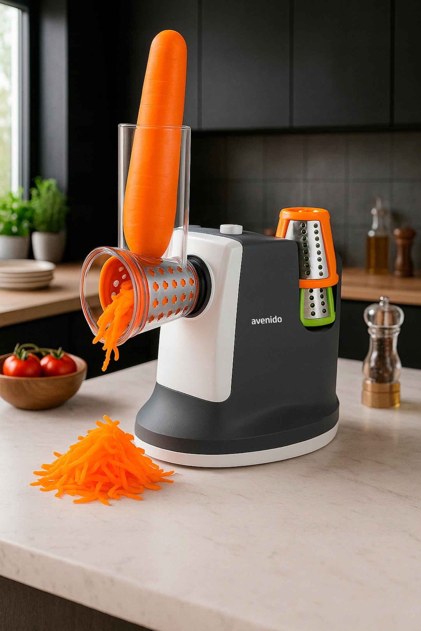 ELEKTRINIS DARŽOVIŲ, KOPŪSTŲ, SŪRIO SMULKINTUVAS/TARKYKLĖ SU 5 TARKAIS, 150W