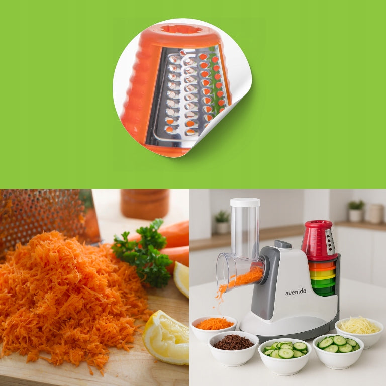 ELEKTRINIS DARŽOVIŲ, KOPŪSTŲ, SŪRIO SMULKINTUVAS/TARKYKLĖ SU 5 TARKAIS, 150W