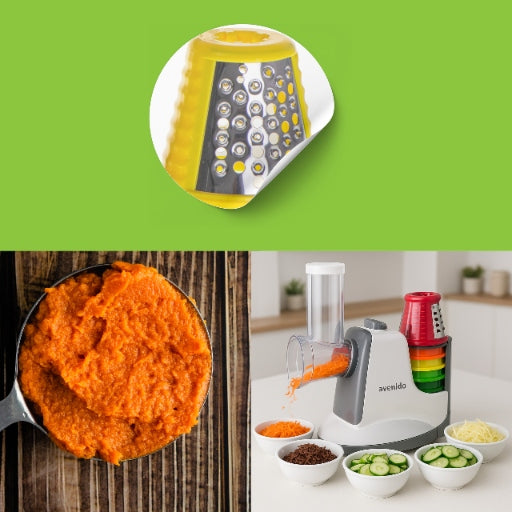 ELEKTRINIS DARŽOVIŲ, KOPŪSTŲ, SŪRIO SMULKINTUVAS/TARKYKLĖ SU 5 TARKAIS, 150W