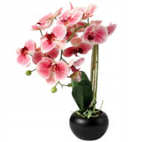 Dirbtinė orchidėja guminė keraminėje vazonėlyje Gėlė orchidėja Premium puošmena