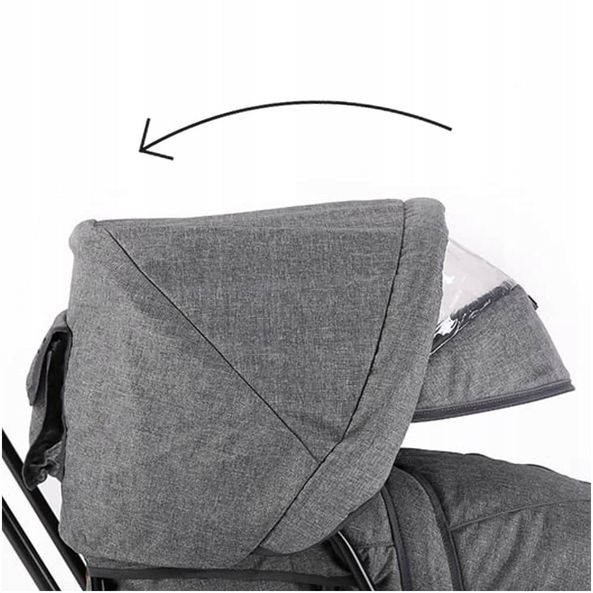 Vežimėlis su atlošu vilna VISI SEZONAI ratukai MUFKA 505