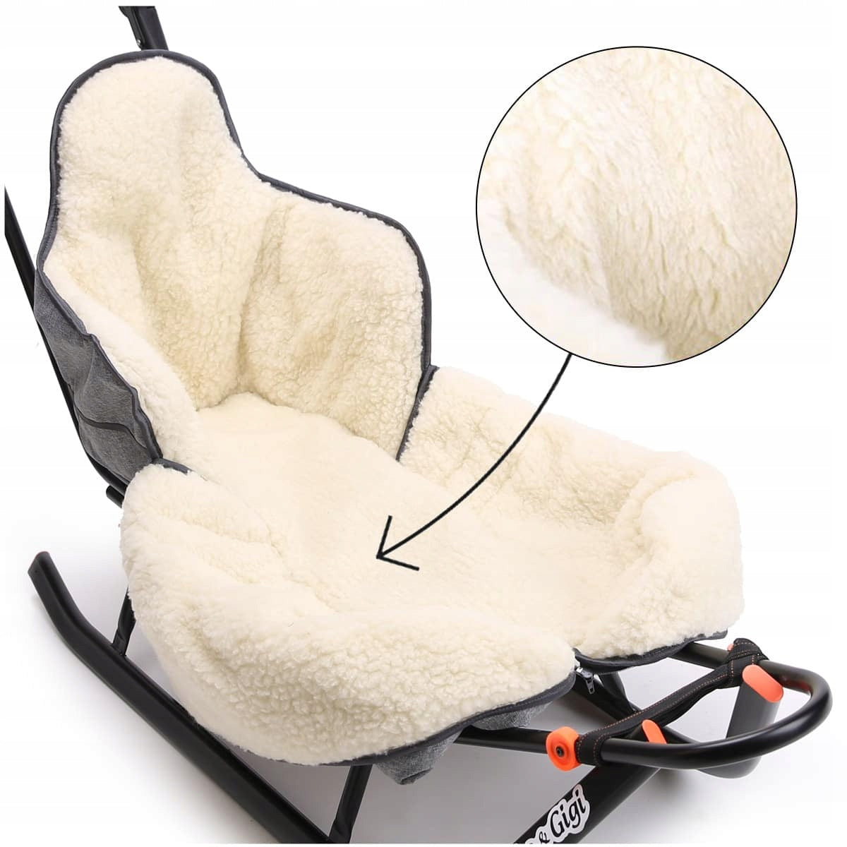 Vežimėlis su atlošu vilna VISI SEZONAI ratukai MUFKA 505