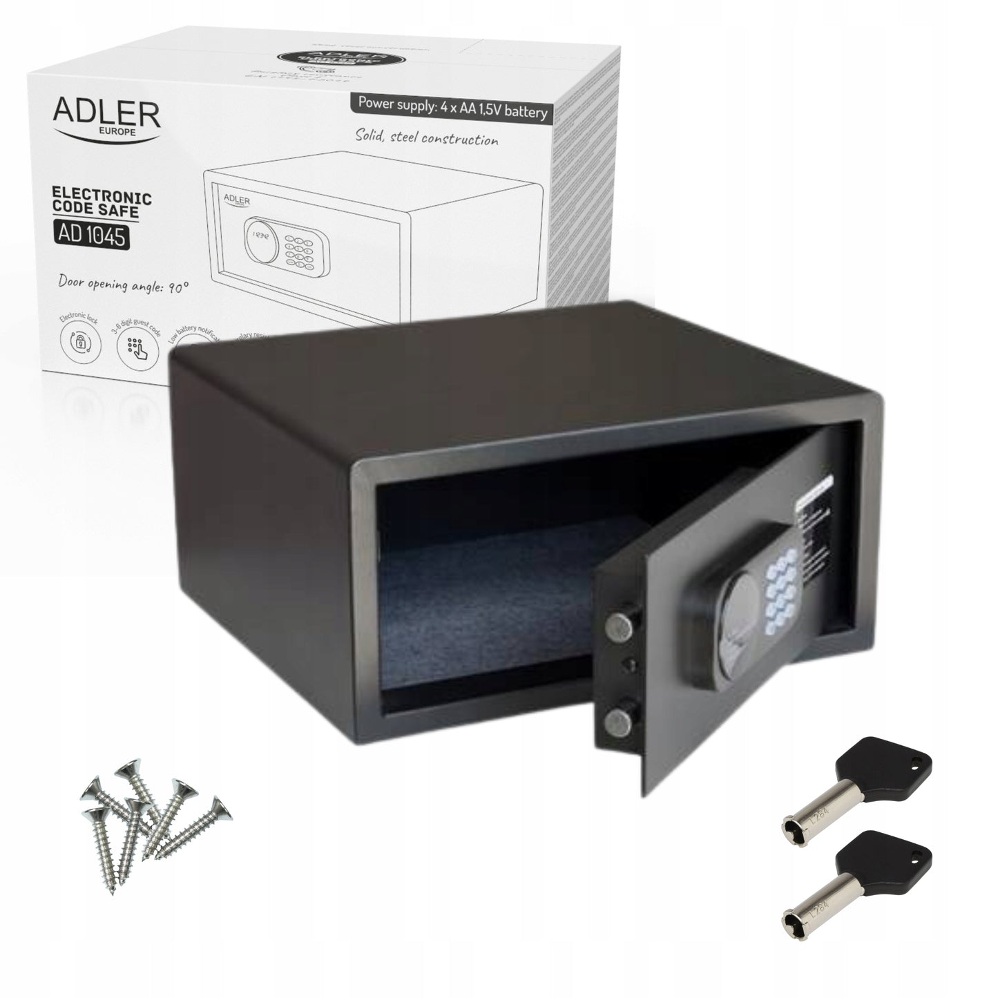 Seifas su elektroniniu kodu, I klasė, variklinis užraktas Adler AD 1045