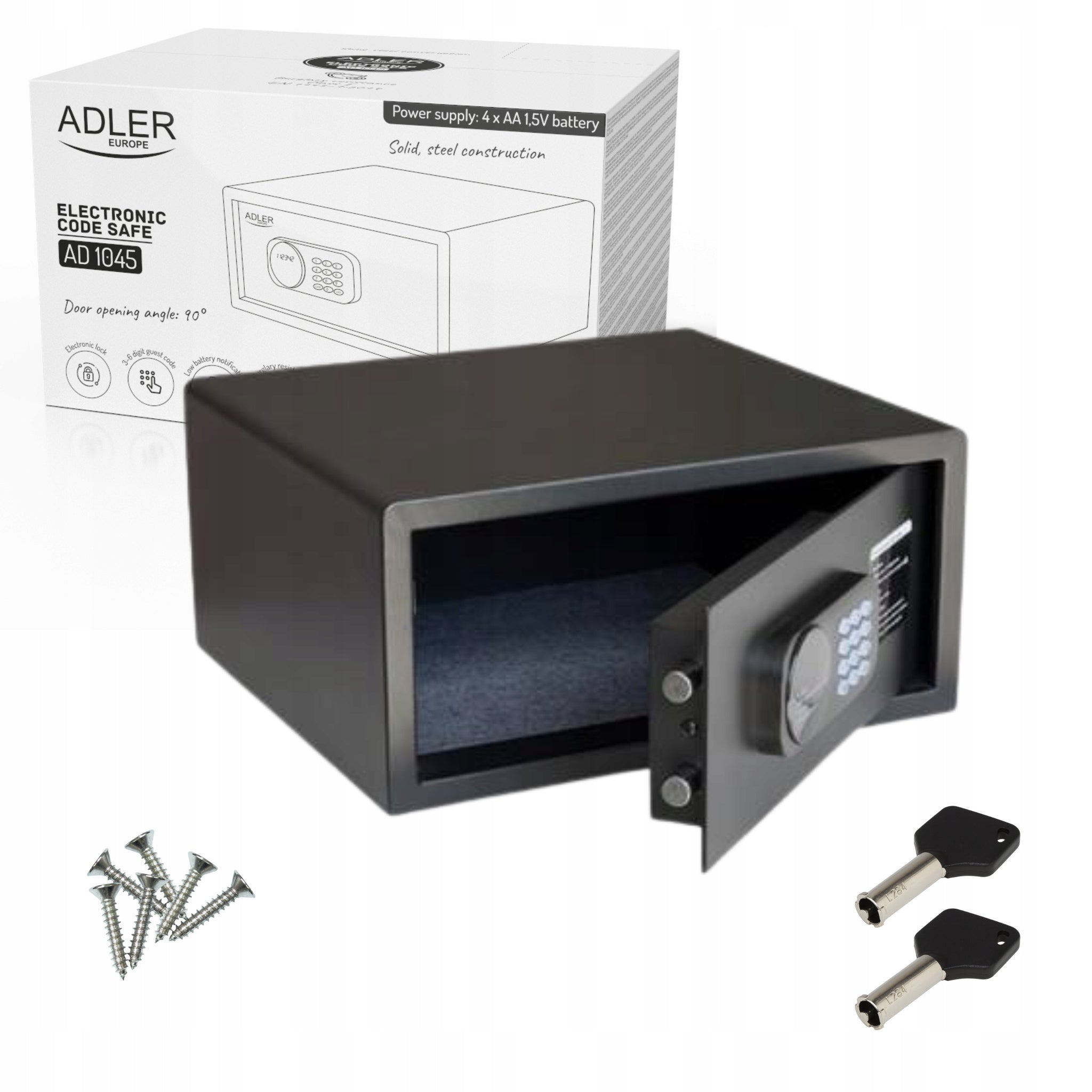 Seifas su elektroniniu kodu, I klasė, variklinis užraktas Adler AD 1045