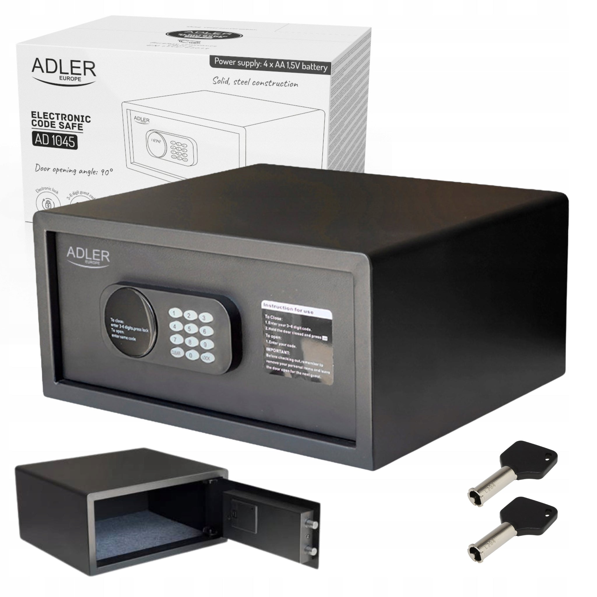 Seifas su elektroniniu kodu, I klasė, variklinis užraktas Adler AD 1045