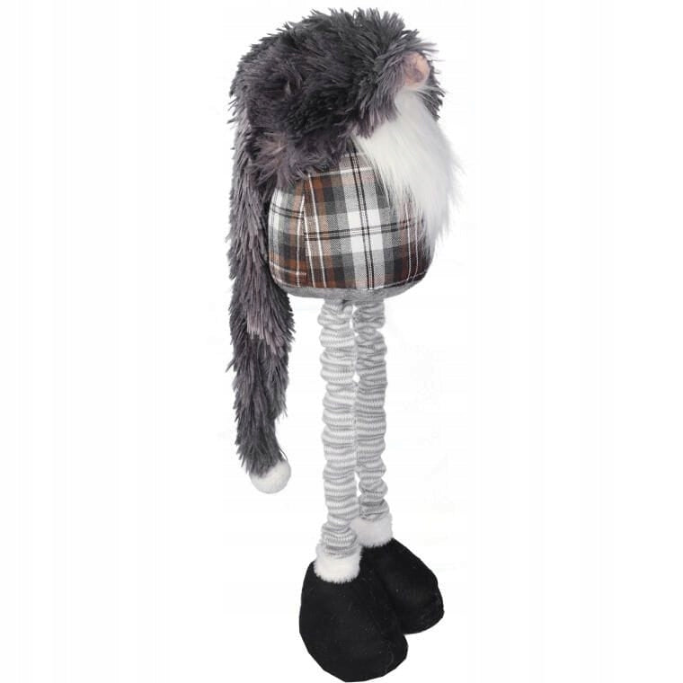 Kalėdinis nykštukas ant teleskopinių kojelių, juodas, 90 cm su ilga kepure, DEKORACIJA