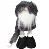 Kalėdinis nykštukas ant teleskopinių kojelių, juodas, 90 cm su ilga kepure, DEKORACIJA