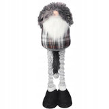 Kalėdinis nykštukas ant teleskopinių kojelių, juodas, 90 cm su ilga kepure, DEKORACIJA