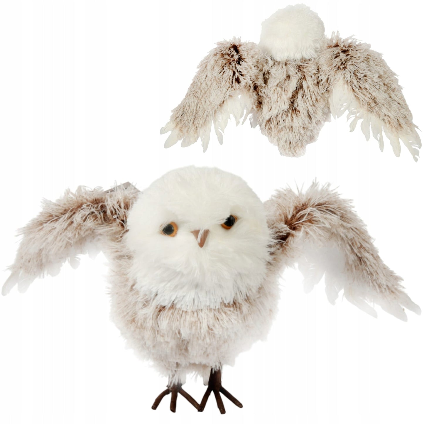 Graži pūkuota pelėda 45 cm kalėdinė žiemos dekoracija