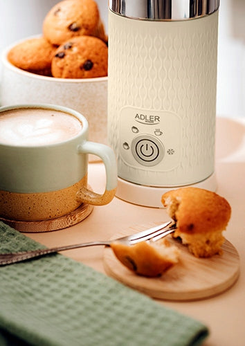 Elektrinis pieno putų plakiklis su pašildymu lattei, kapučino, smėlio spalvos, 300ml