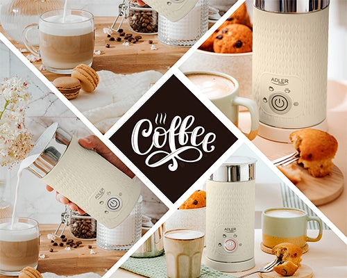 Elektrinis pieno putų plakiklis su pašildymu lattei, kapučino, smėlio spalvos, 300ml