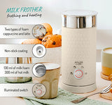 Elektrinis pieno putų plakiklis su pašildymu lattei, kapučino, smėlio spalvos, 300ml