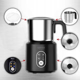 Elektrinis pieno putų plakiklis su pašildymu latte cappuccino, juodas, 350ml