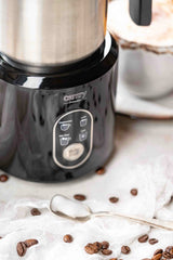 Elektrinis pieno putų plakiklis su pašildymu latte cappuccino, juodas, 350ml