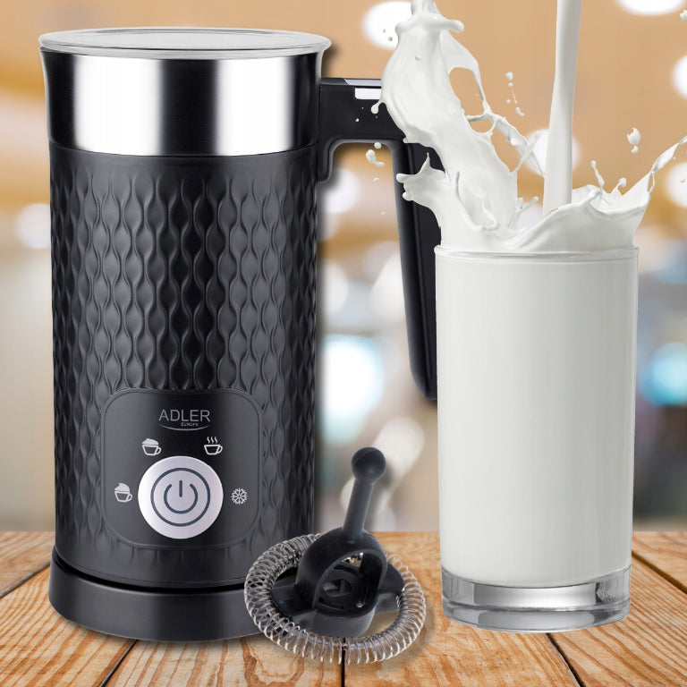 Elektrinis pieno plakiklis su pašildymu, latte, cappuccino, juodas