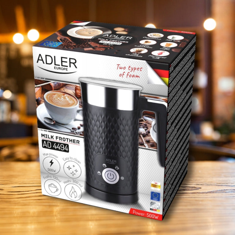 Elektrinis pieno plakiklis su pašildymu, latte, cappuccino, juodas