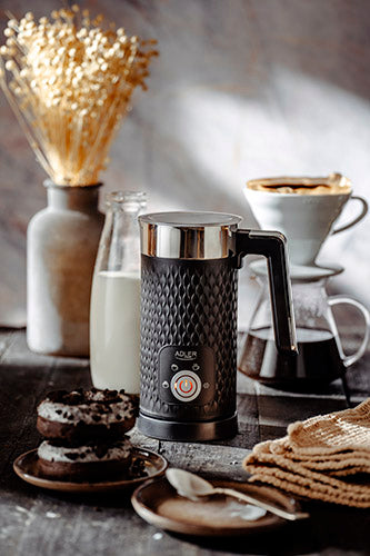 Elektrinis pieno plakiklis su pašildymu, latte, cappuccino, juodas