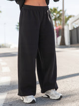 Moteriškos medvilninės plačios baggy oversize kelnės, juodos