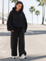 Moteriškos medvilninės plačios baggy oversize kelnės, juodos