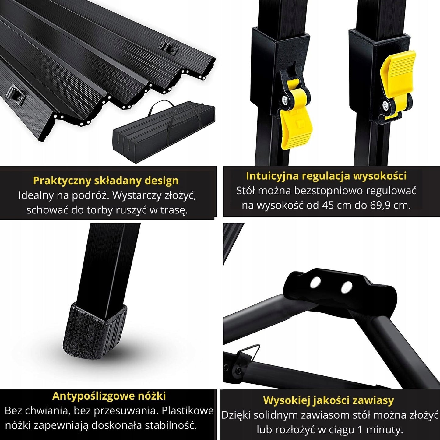 Campify Aliumininis Sulankstomas Lauko Stovyklavimo Stalas, Juodas