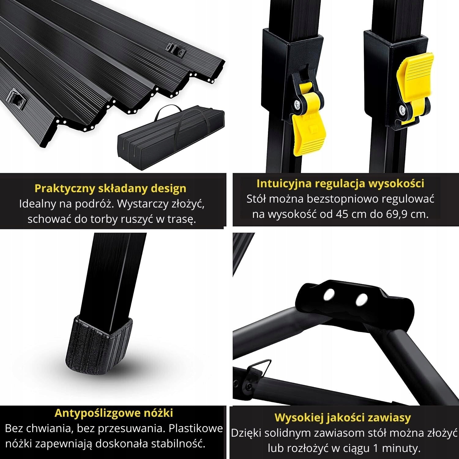 Campify Aliumininis Sulankstomas Lauko Stovyklavimo Stalas, Juodas