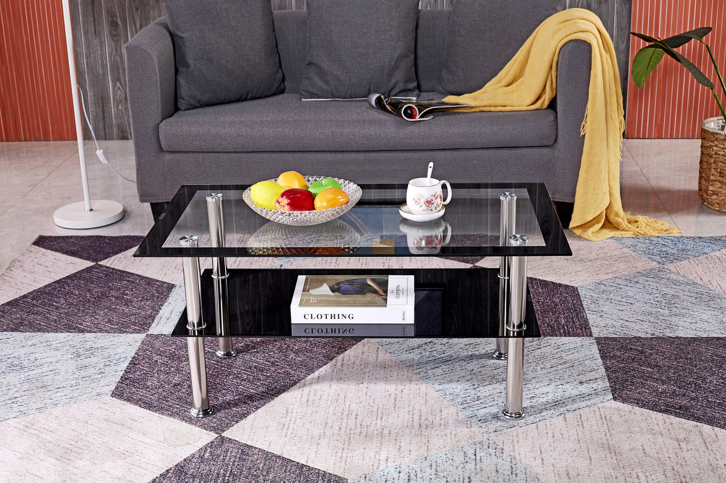 Stalinis kavos staliukas, stiklinis staliukas, grūdintas permatomas stiklas